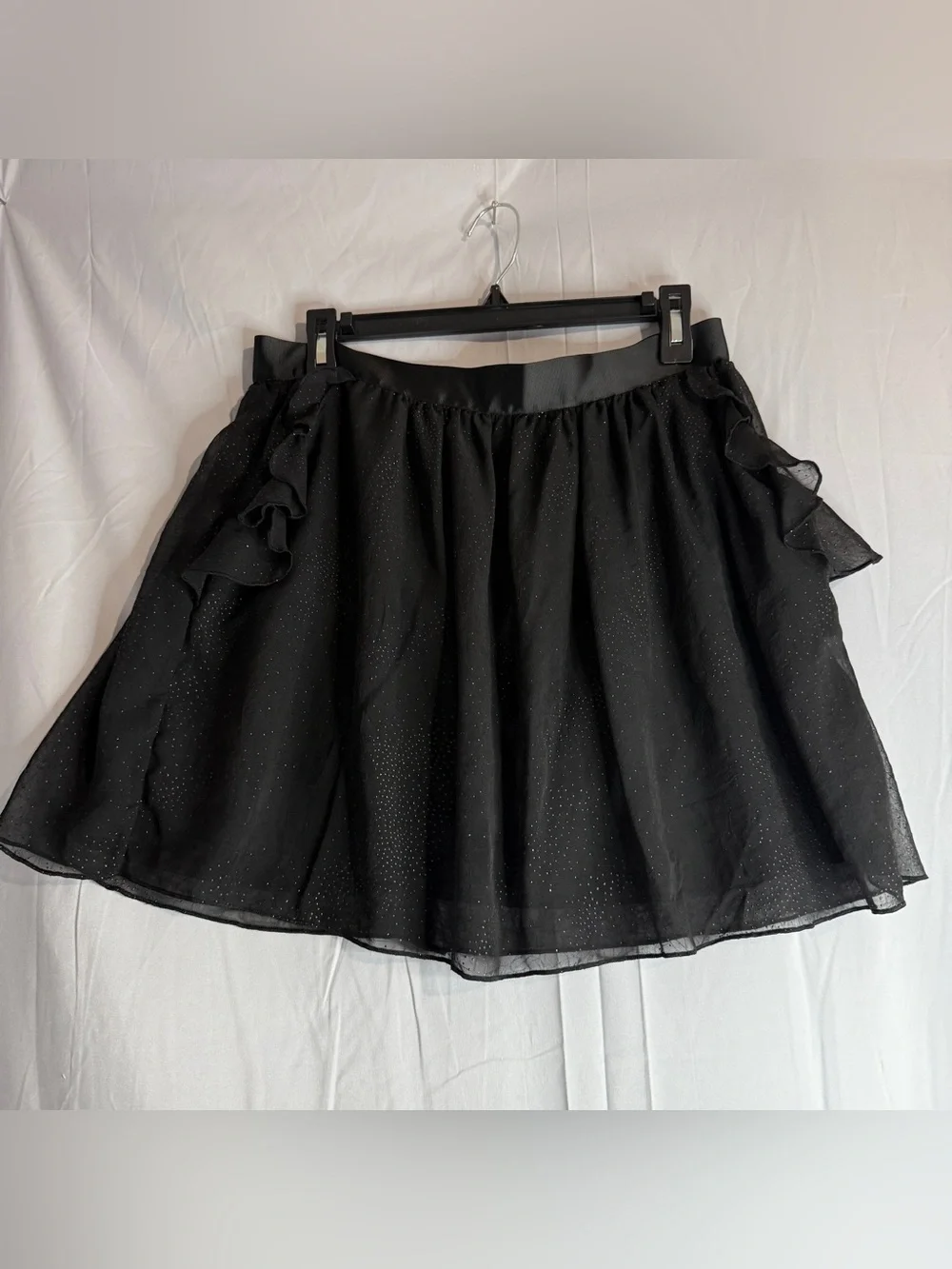 Saks Fifth Avenue Black Sparkle Layered Ruffle Skater Skirt